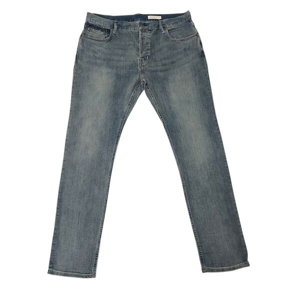 All Saints Jeans Mens 36x32 Blue Rex Slim Straight Button Fly Cotton Blend Denim